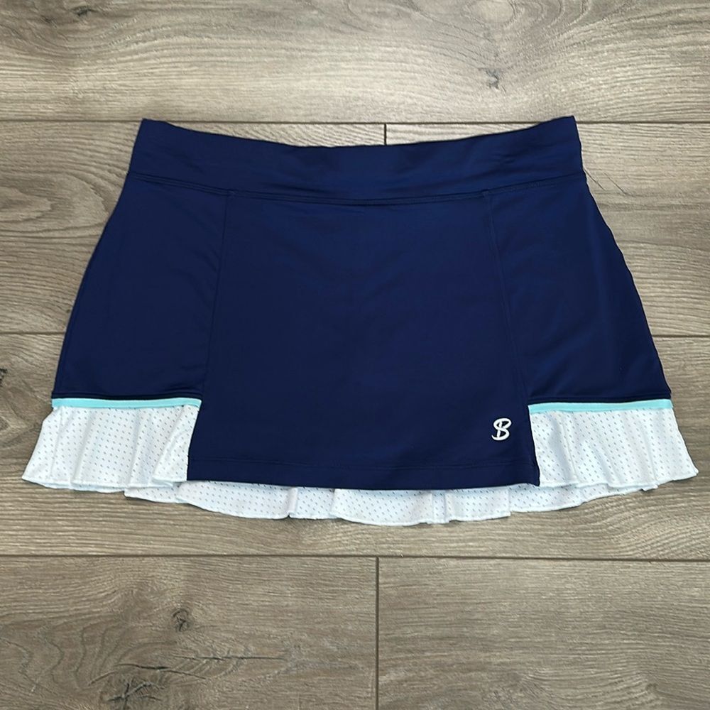 Sofibella 13” Navy Blue And White Ruffle‎ Tennis Skirt Skort Size Large